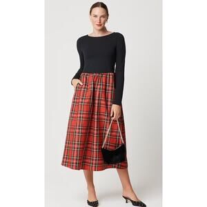 J.Crew Factory | NWT Tartan Knit Mixy Dress Red Black Plaid | Sz M